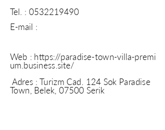 Paradise Town Villa Premium iletiim bilgileri